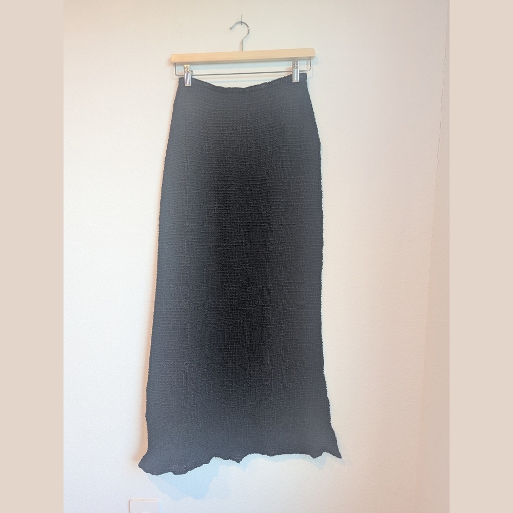 Yoshiki Hishinuma (Mainline) Black Crinkle Maxi Skirt